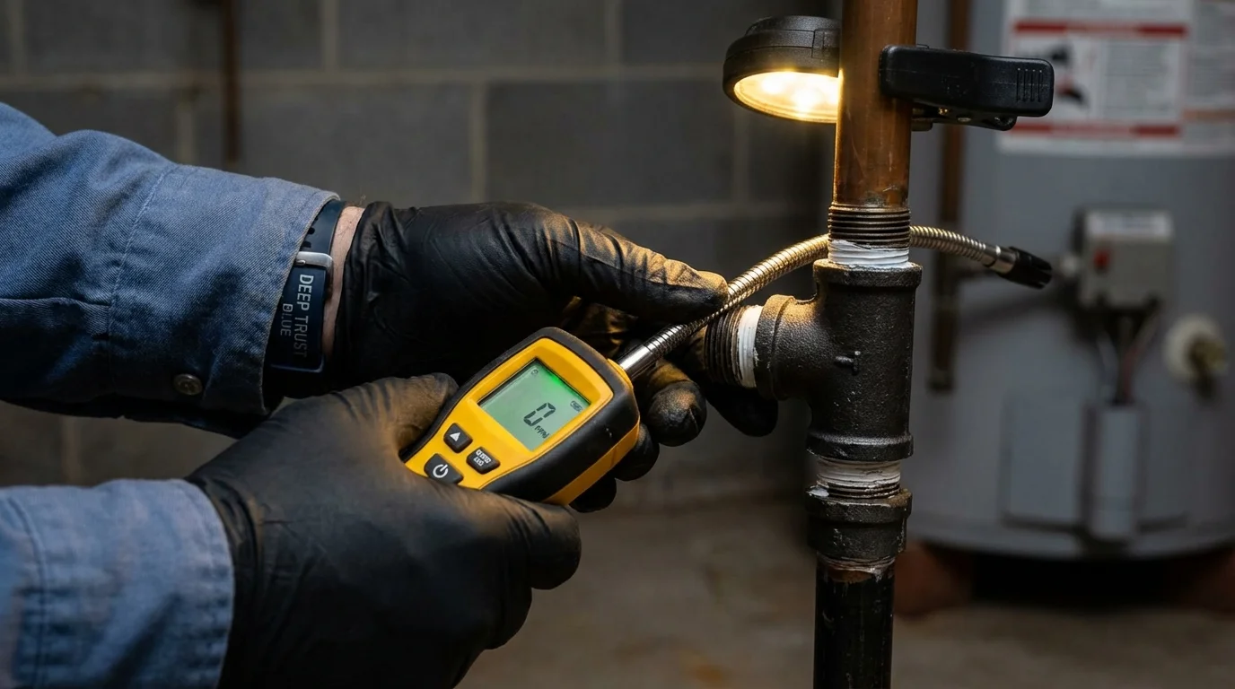 Gas leak detection with electronic sniffer by Johns Plumbing LLC in Pearl